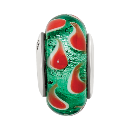 Sterlingsilber Reflections Grün/red Hand-blown Glas Perle