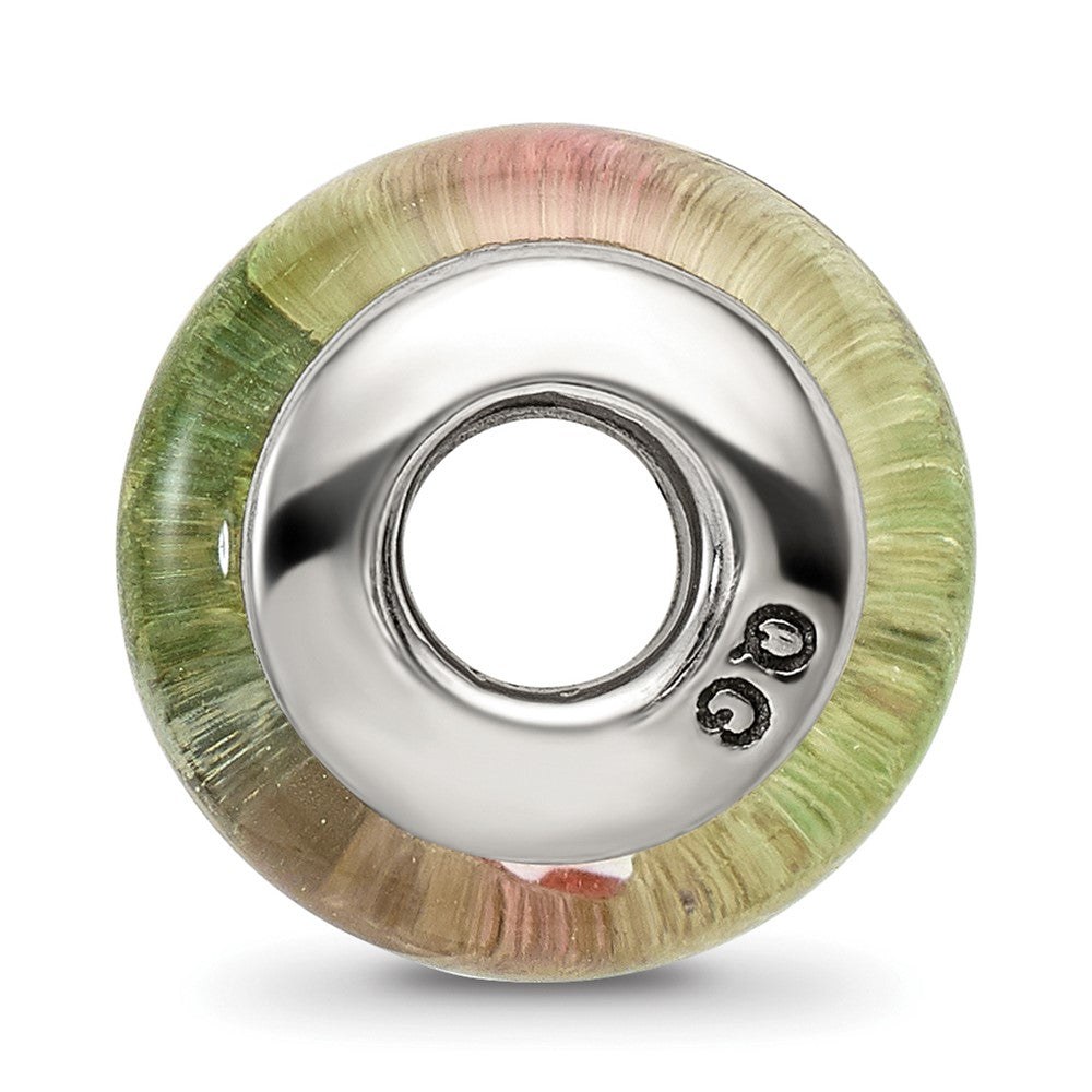 Sterlingsilber Reflections Weiß/pink/green Hand-blown Glas Perle