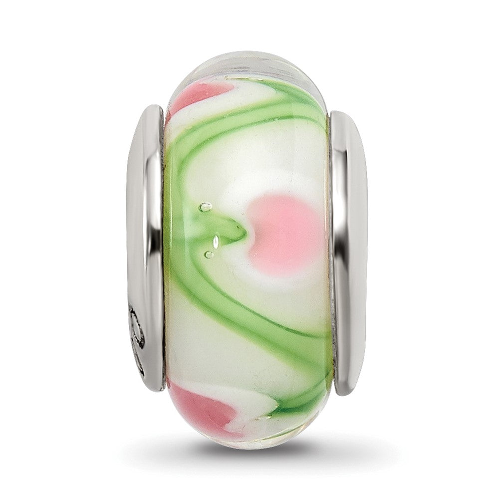 Sterlingsilber Reflections Weiß/pink/green Hand-blown Glas Perle