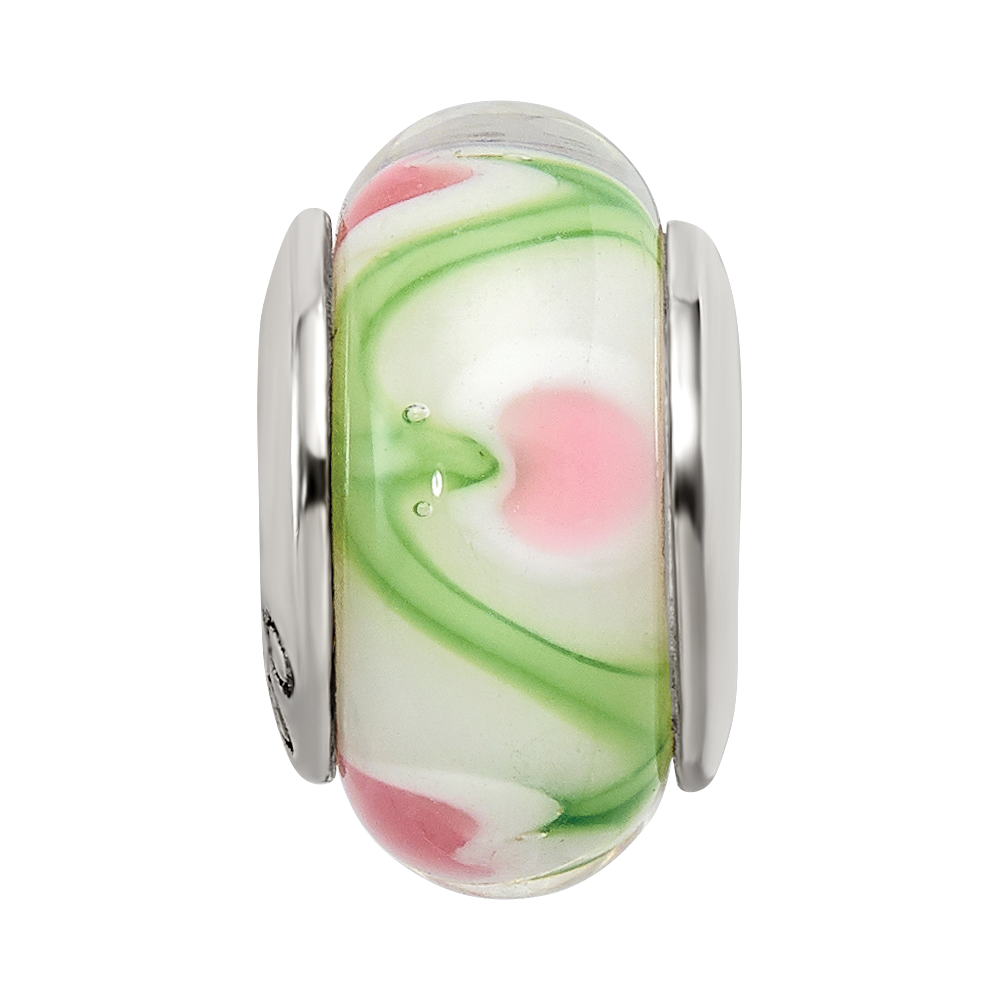 Sterlingsilber Reflections Weiß/pink/green Hand-blown Glas Perle