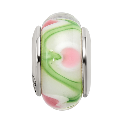 Sterlingsilber Reflections Weiß/pink/green Hand-blown Glas Perle