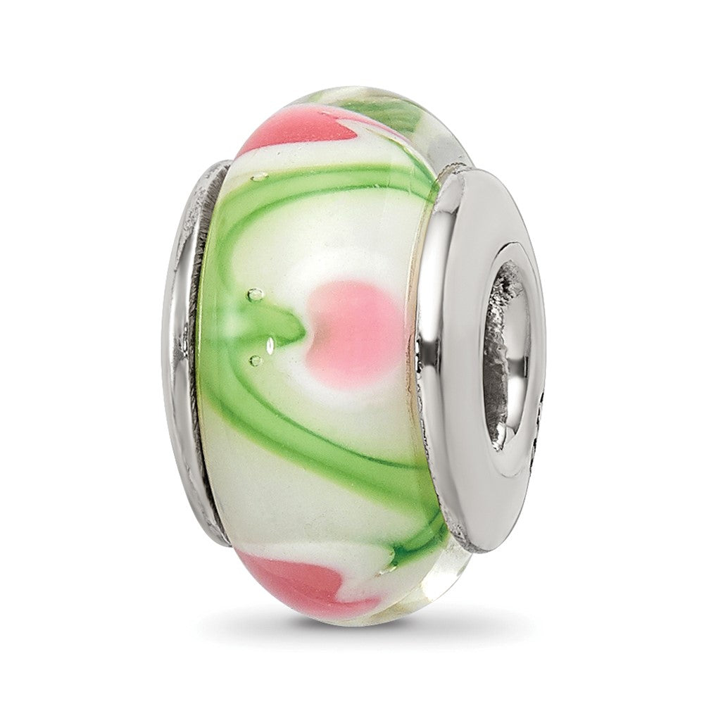 Sterlingsilber Reflections Weiß/pink/green Hand-blown Glas Perle
