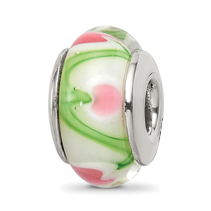 Sterlingsilber Reflections Weiß/pink/green Hand-blown Glas Perle