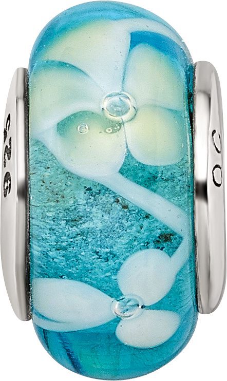Sterlingsilber Reflections Blau/yellow Hand-blown Glas Perle