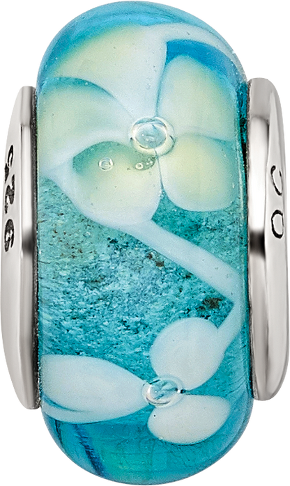 Sterlingsilber Reflections Blau/yellow Hand-blown Glas Perle