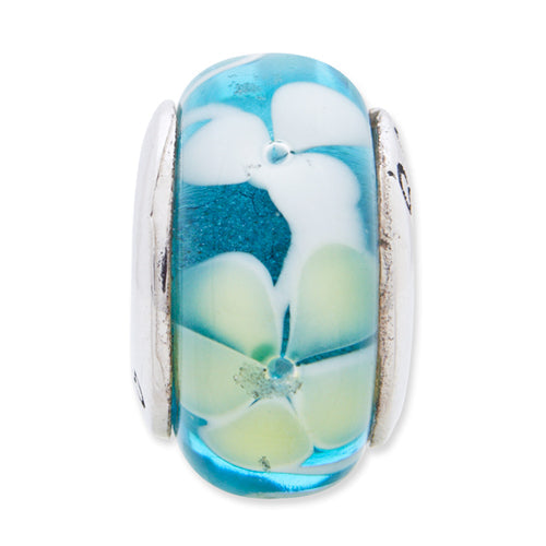 Sterlingsilber Reflections Blau/yellow Hand-blown Glas Perle
