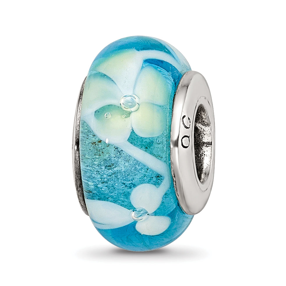 Sterlingsilber Reflections Blau/yellow Hand-blown Glas Perle