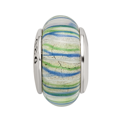 Sterlingsilber Reflections Blau/green Hand-blown Glas Perle