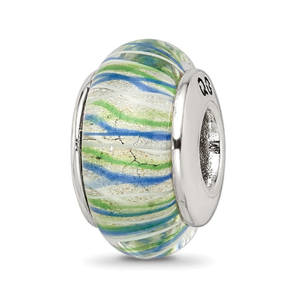Sterlingsilber Reflections Blau/green Hand-blown Glas Perle