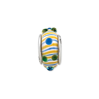 Sterlingsilber Reflections Blau/ Grün/yellow Hand-blown Glas Perle