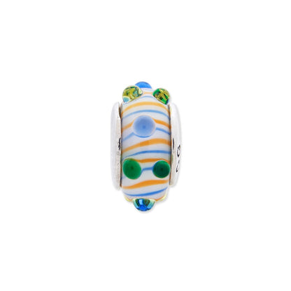 Sterlingsilber Reflections Blau/ Grün/yellow Hand-blown Glas Perle