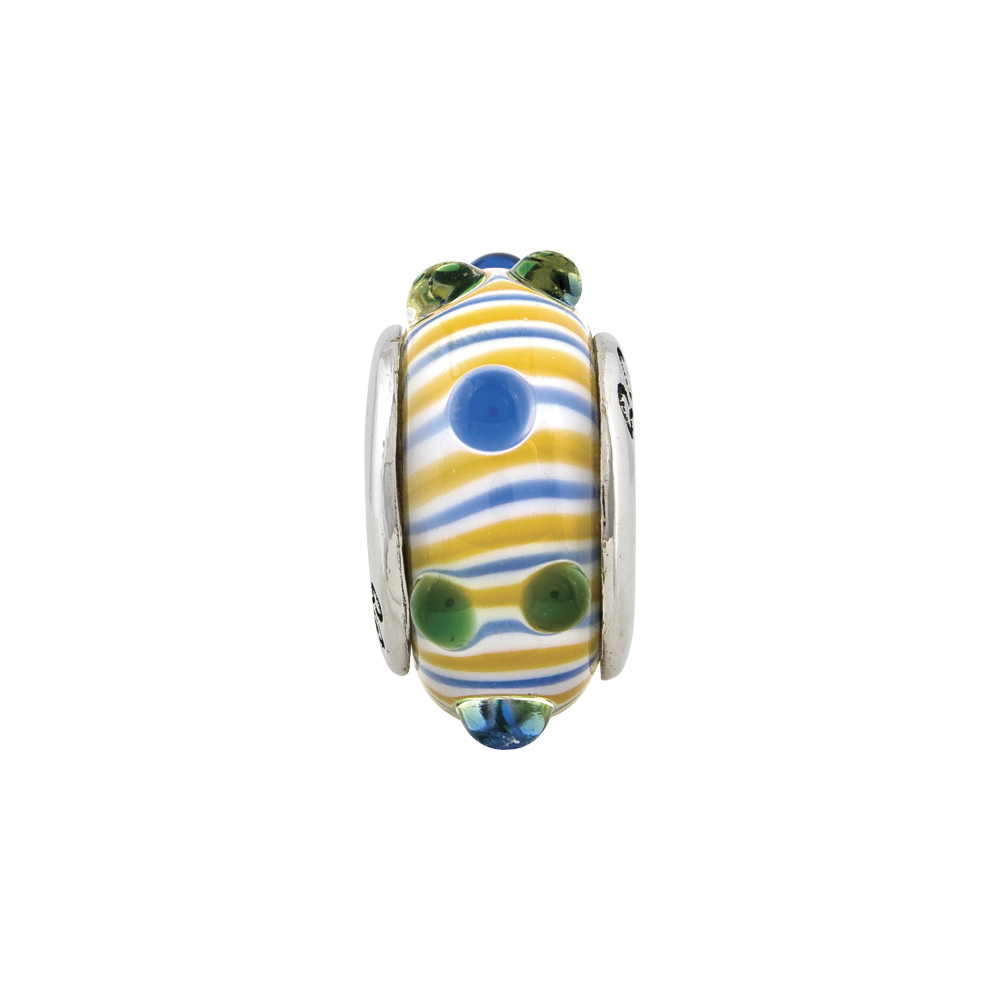 Sterlingsilber Reflections Blau/ Grün/yellow Hand-blown Glas Perle