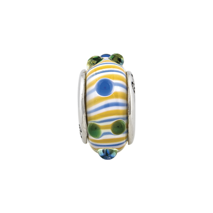 Sterlingsilber Reflections Blau/ Grün/yellow Hand-blown Glas Perle