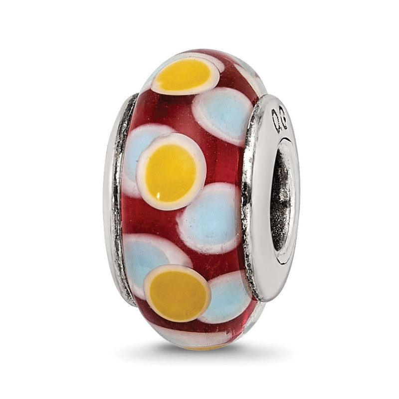 Sterlingsilber Reflections Braun/blue/yellow Hand-blown Glas Perle