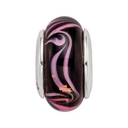 Sterlingsilber Reflections Schwarz/pink Hand-blown Glas Perle