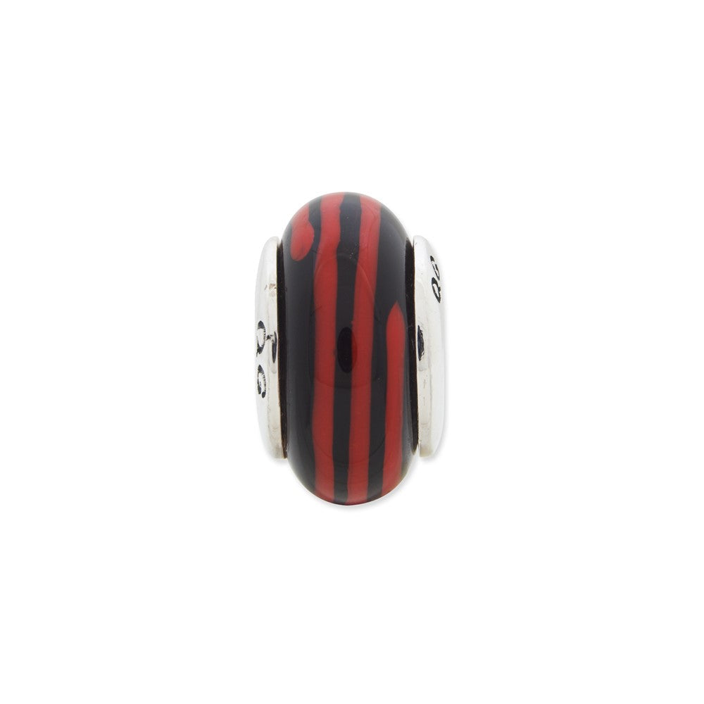 Sterlingsilber Reflections Schwarz/red Hand-blown Glas Perle