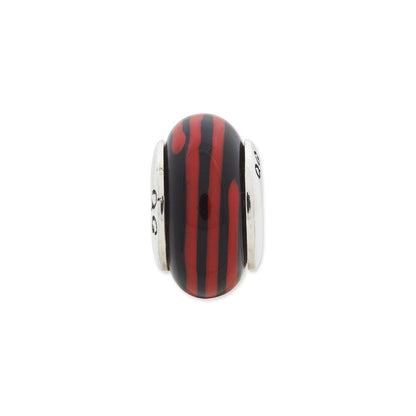 Sterlingsilber Reflections Schwarz/red Hand-blown Glas Perle