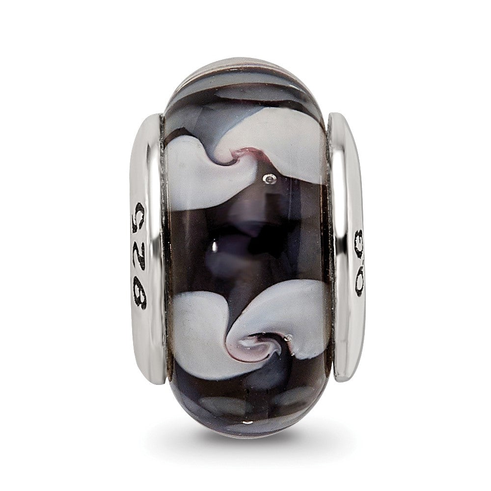 Sterlingsilber Reflections Schwarz/white Hand-blown Glas Perle