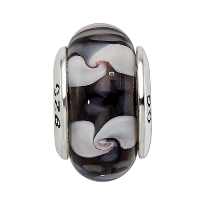 Sterlingsilber Reflections Schwarz/white Hand-blown Glas Perle