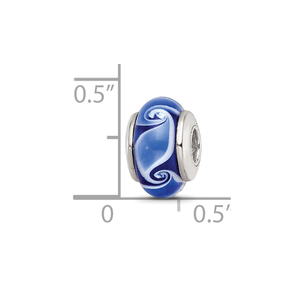 Sterlingsilber Kinder Kollektion Hand-blown Blau Glas Welle Muster Reflections Perle