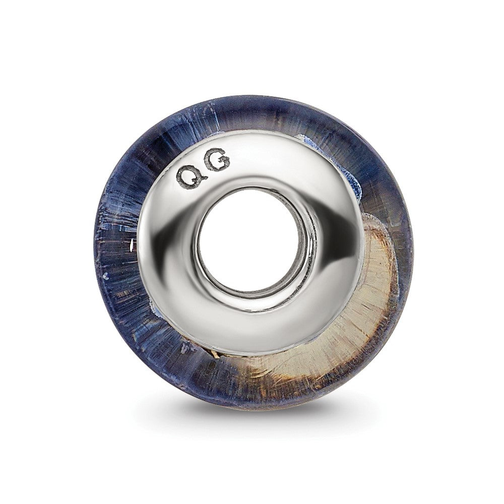 Sterlingsilber Kinder Kollektion Hand-blown Blau mit Weiß Dots Muster Glas Reflections Perle