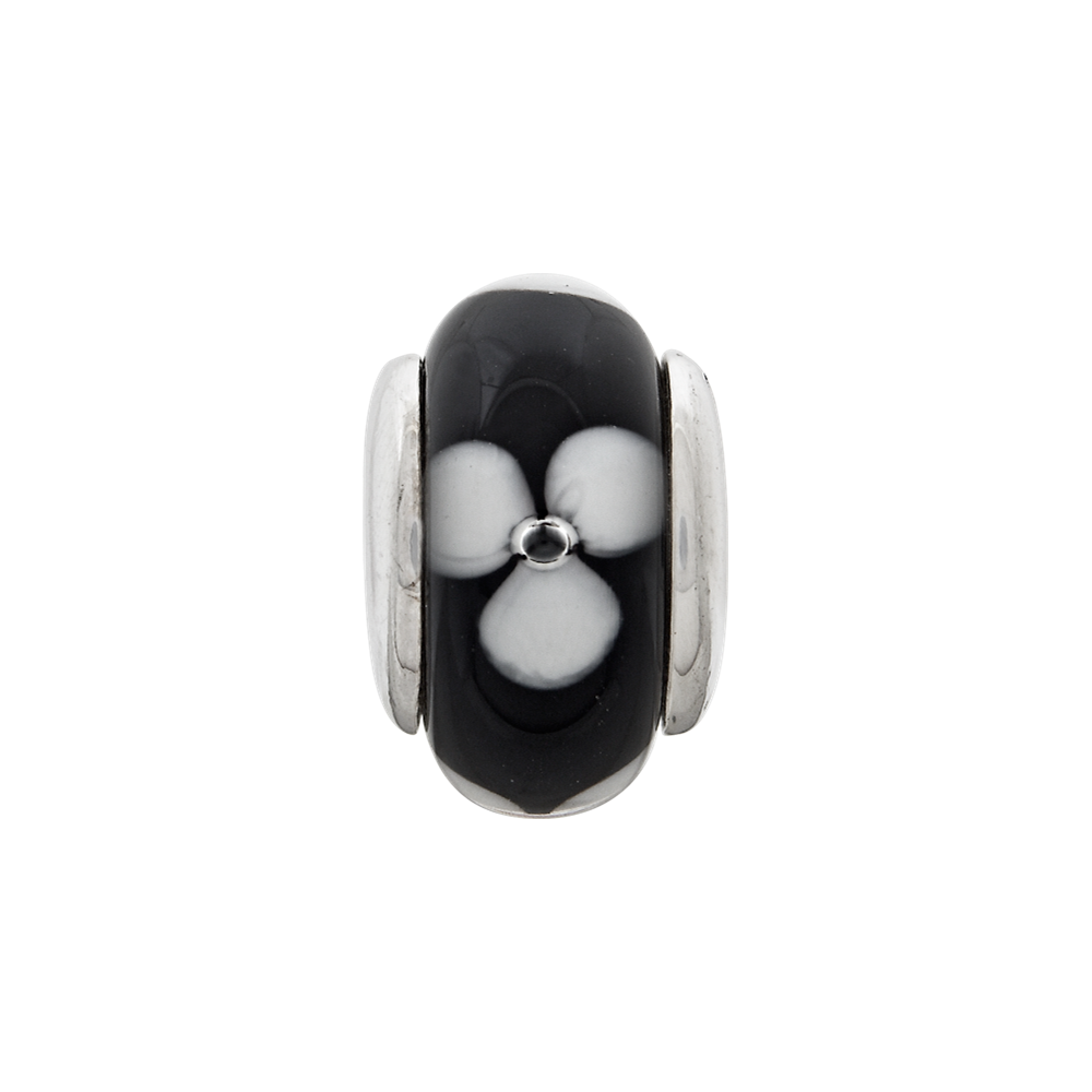 Sterlingsilber Reflections Kinder Schwarz Hand-blown Glas Perle