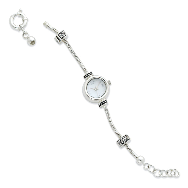 Sterlingsilber Rund Face Reflections Uhr Starter Armband