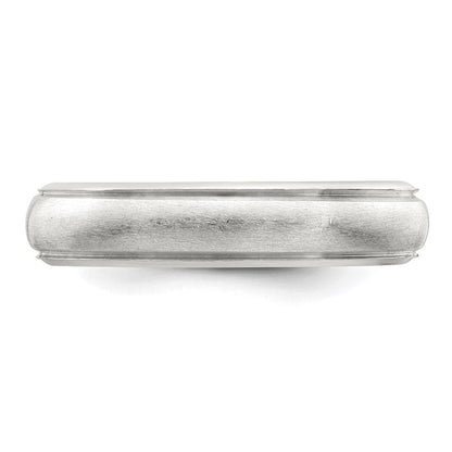 Sterlingsilber 5mm Satiniert Halb Rund mit Kante Lines Größe 4 Ring (size 4 Nur)