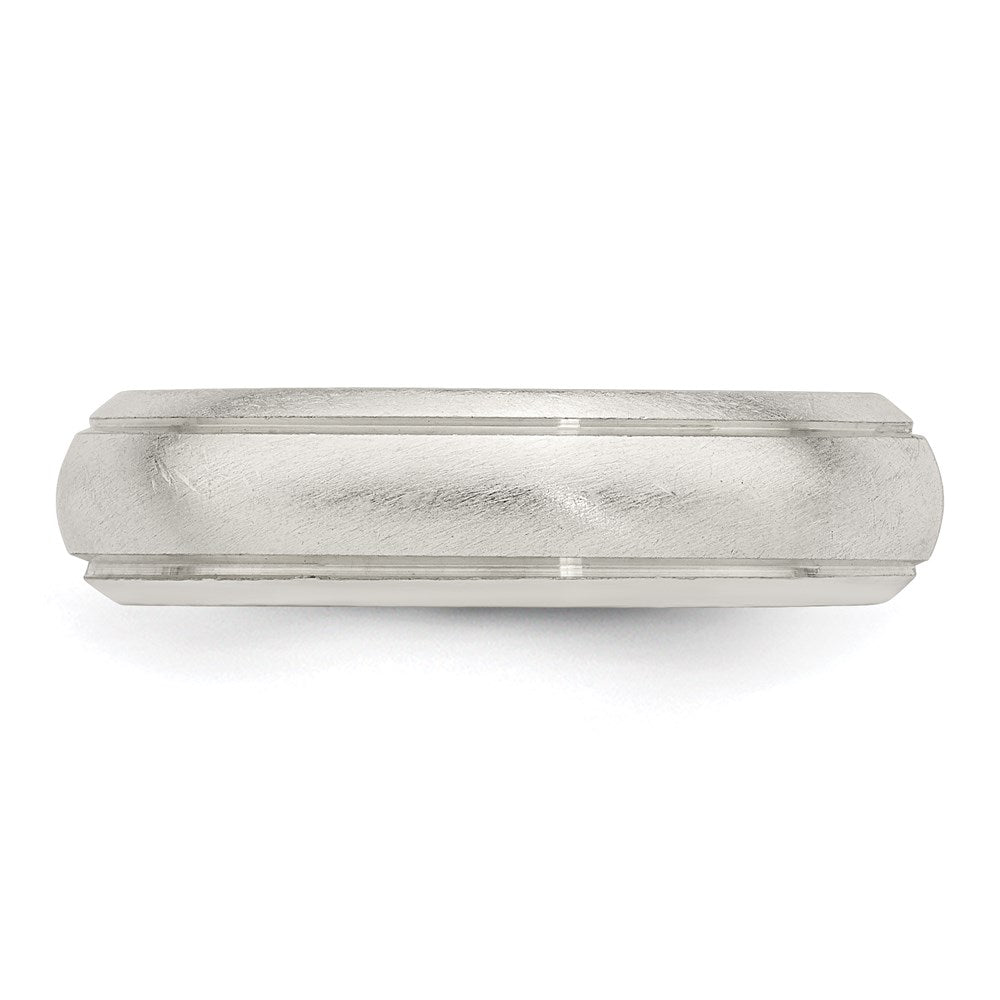 Sterlingsilber 5mm Satiniert Halb Rund mit Kante Lines Größe 4 Ring (size 4 Nur)