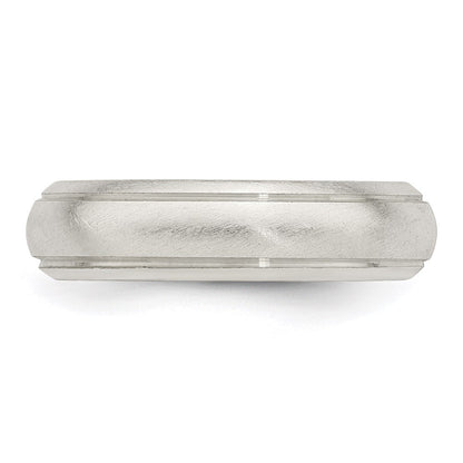 Sterlingsilber 5mm Satiniert Halb Rund mit Kante Lines Größe 4 Ring (size 4 Nur)