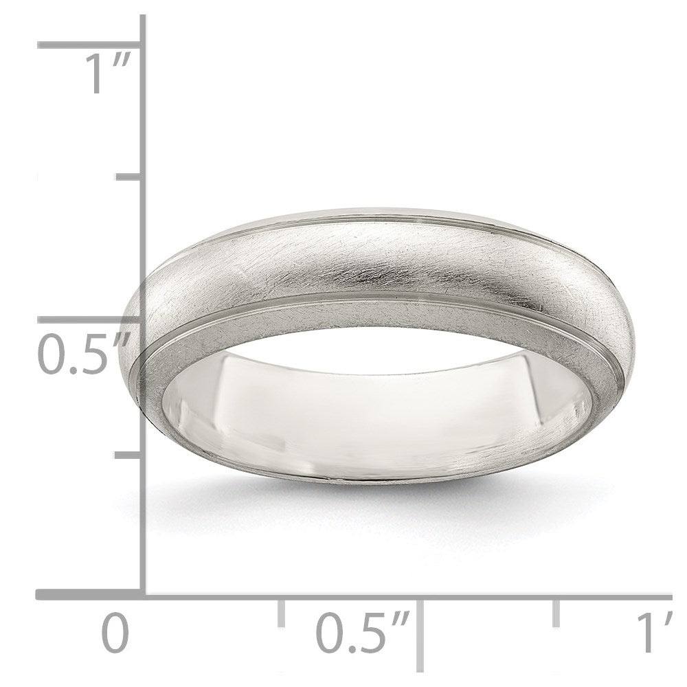 Sterlingsilber 5mm Satiniert Halb Rund mit Kante Lines Größe 4 Ring (size 4 Nur)
