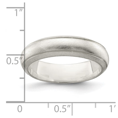 Sterlingsilber 5mm Satiniert Halb Rund mit Kante Lines Größe 4 Ring (size 4 Nur)