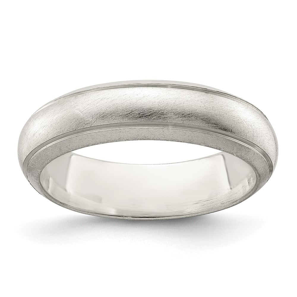 Sterlingsilber 5mm Satiniert Halb Rund mit Kante Lines Größe 4 Ring (size 4 Nur)