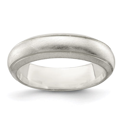Sterlingsilber 5mm Satiniert Halb Rund mit Kante Lines Größe 4 Ring (size 4 Nur)