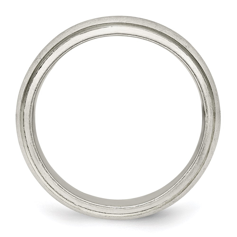 Sterlingsilber 6mm Satiniert Halb Rund mit Kante Lines Größe 5 Ring (size 5 Nur)
