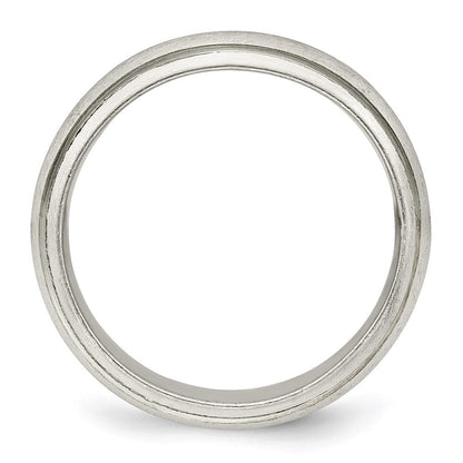 Sterlingsilber 6mm Satiniert Halb Rund mit Kante Lines Größe 5 Ring (size 5 Nur)