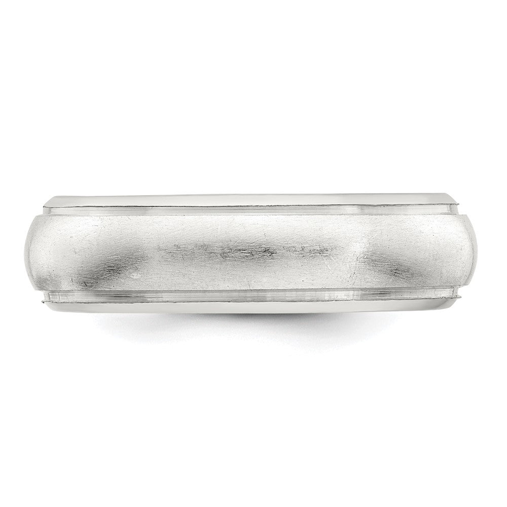 Sterlingsilber 6mm Satiniert Halb Rund mit Kante Lines Größe 5 Ring (size 5 Nur)