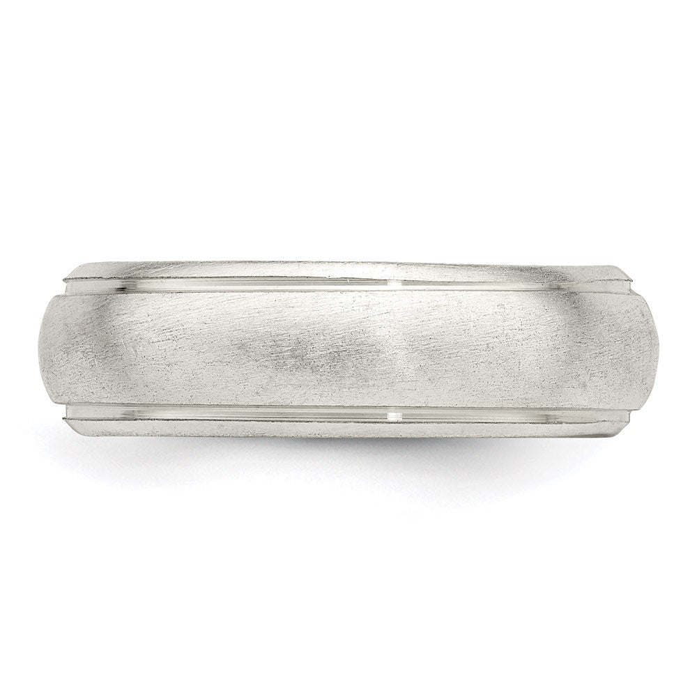 Sterlingsilber 6mm Satiniert Halb Rund mit Kante Lines Größe 5 Ring (size 5 Nur)
