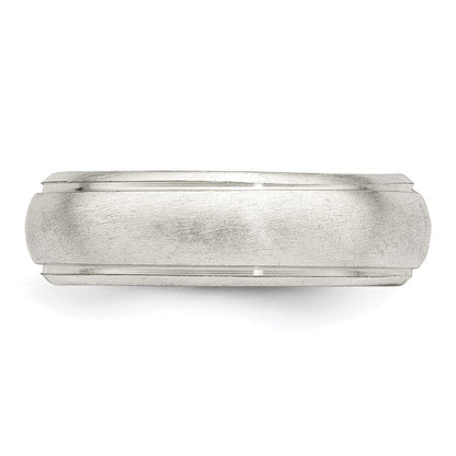 Sterlingsilber 6mm Satiniert Halb Rund mit Kante Lines Größe 5 Ring (size 5 Nur)