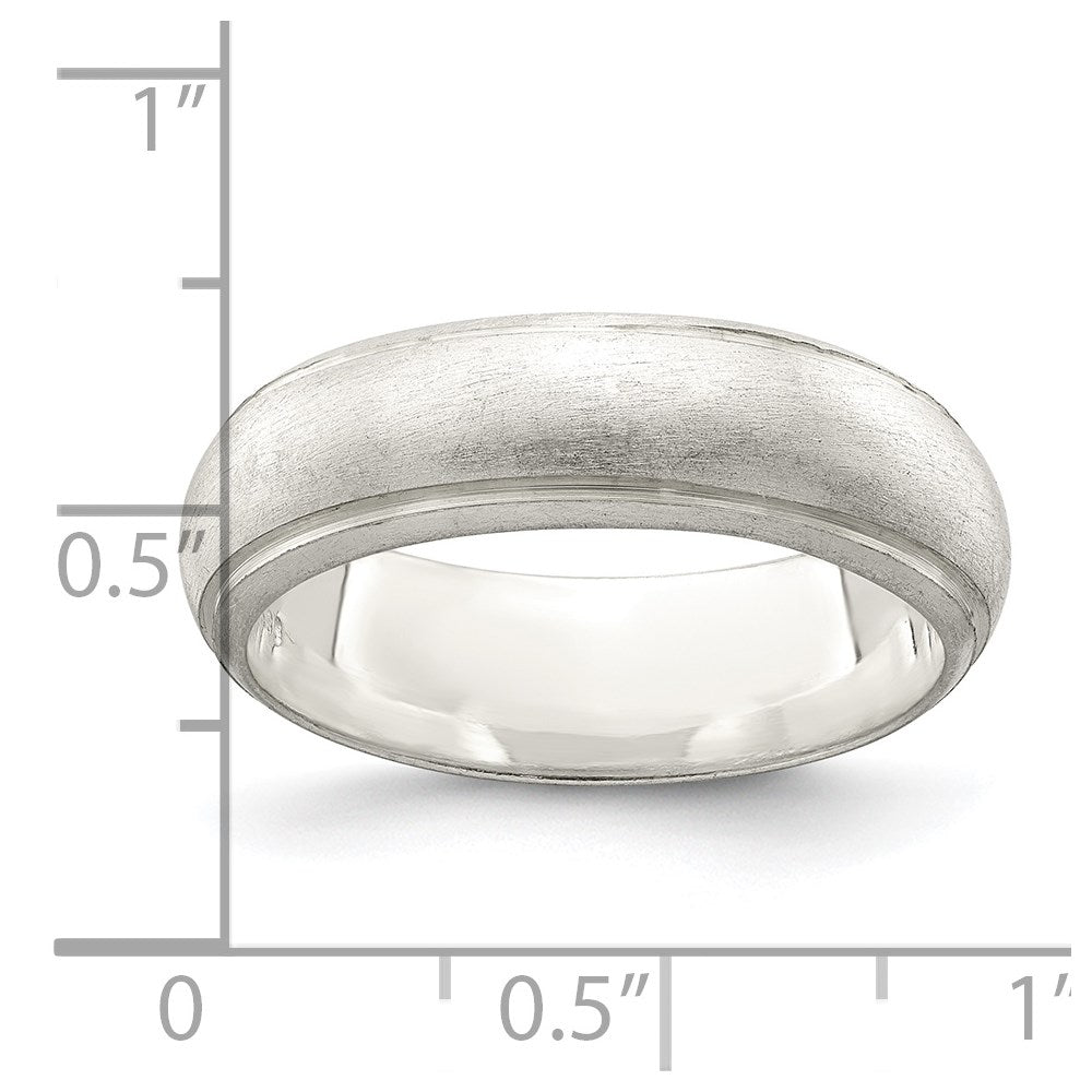 Sterlingsilber 6mm Satiniert Halb Rund mit Kante Lines Größe 5 Ring (size 5 Nur)