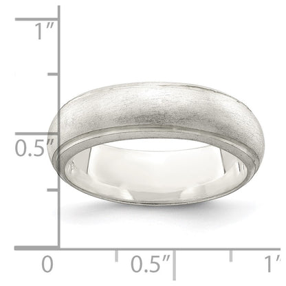 Sterlingsilber 6mm Satiniert Halb Rund mit Kante Lines Größe 5 Ring (size 5 Nur)