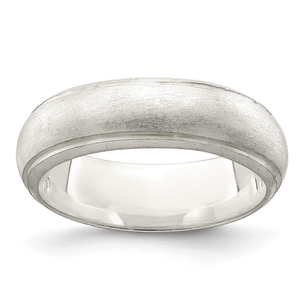 Sterlingsilber 6mm Satiniert Halb Rund mit Kante Lines Größe 5 Ring (size 5 Nur)