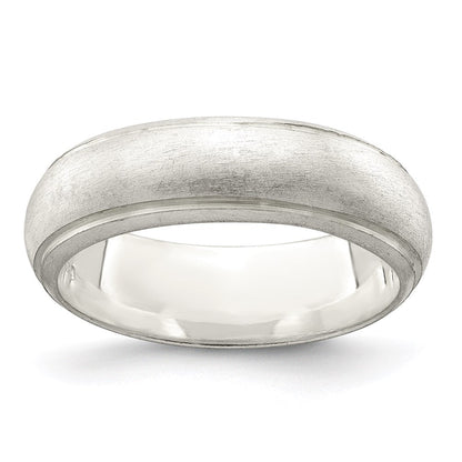 Sterlingsilber 6mm Satiniert Halb Rund mit Kante Lines Größe 5 Ring (size 5 Nur)