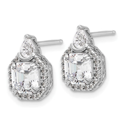 Sterlingsilber Rhodiniert Zirkonia 38 Stein Tropfen Ohrstecker