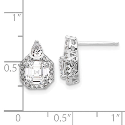 Sterlingsilber Rhodiniert Zirkonia 38 Stein Tropfen Ohrstecker