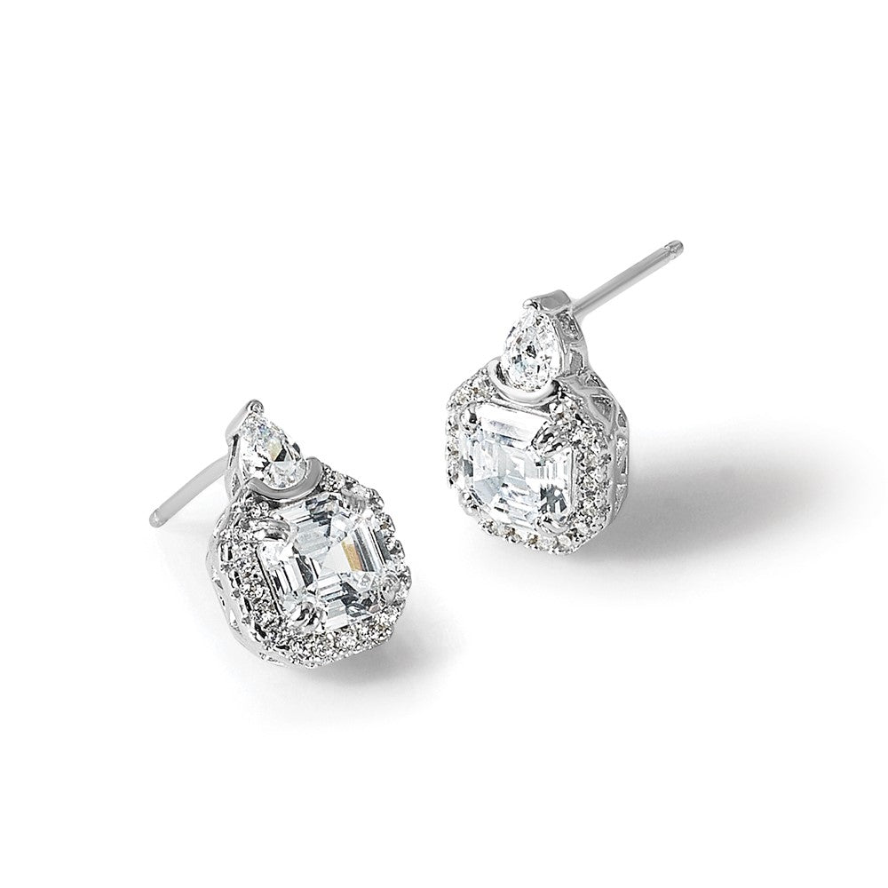 Sterlingsilber Rhodiniert Zirkonia 38 Stein Tropfen Ohrstecker