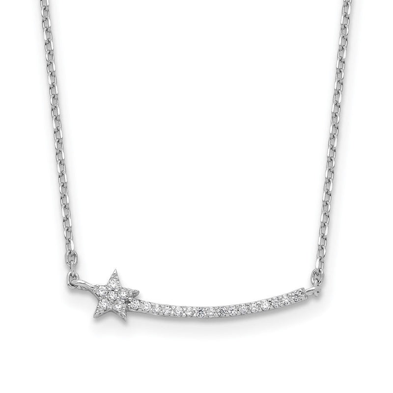 Sterlingsilber Rhodiniert Zirkonia 22 Stein 16 Zoll mit 2 Zoll Verlängerung. Stern Halskette
