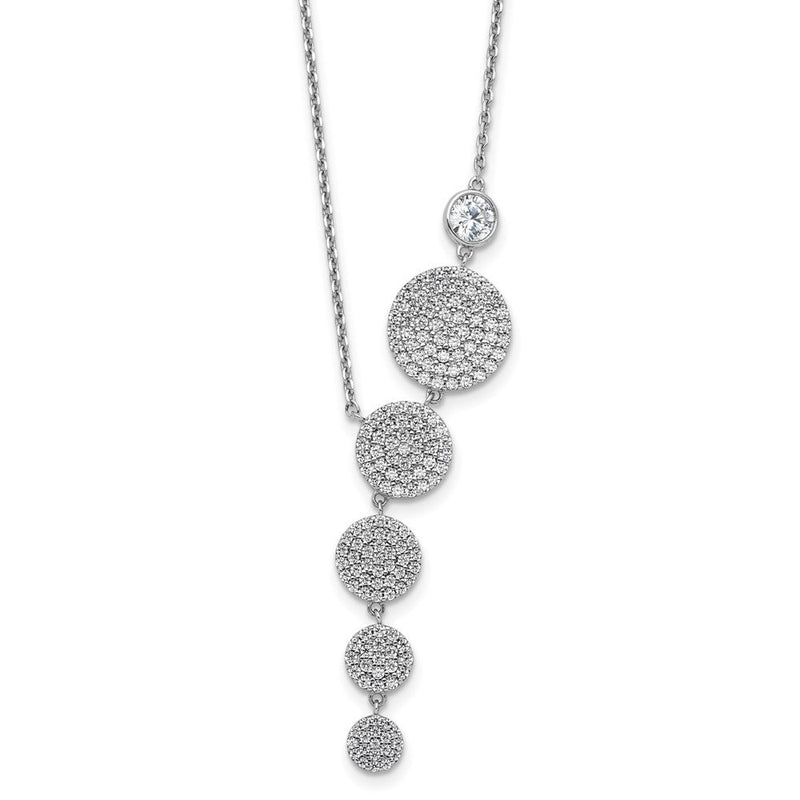 Sterlingsilber Rhodiniert Zirkonia 16 Zoll mit 2 Zoll Verlängerung. Kreis Tropfen Halskette