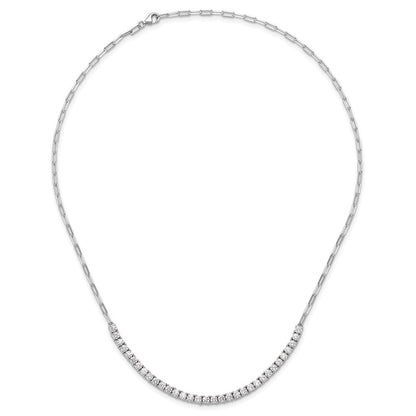 Sterlingsilber Rhodiniert Zirkonia 16 Zoll mit 2 Zoll Verlängerung. Büroklammer Glieder Halskette
