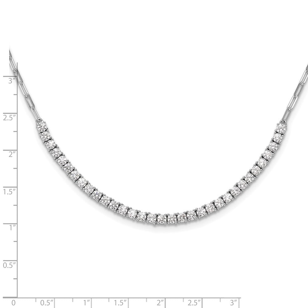 Sterlingsilber Rhodiniert Zirkonia 16 Zoll mit 2 Zoll Verlängerung. Büroklammer Glieder Halskette